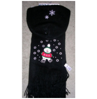 (image for) Womens Polar Bear Black Scarf and Hat Set - Click Image to Close